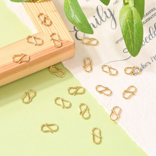 S Hook Clasps, Stainless Steel, 18K Gold Plated, 12.5x6.5mm  BEADED CREATIONS