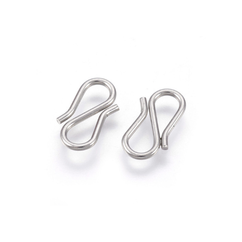 S Hook Clasps, Stainless Steel, Silver, 12.5x6mm - BEADED CREATIONS