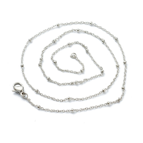 Satellite Chain Necklace, Stainless Steel, Silver, 44.5cm - BEADED CREATIONS