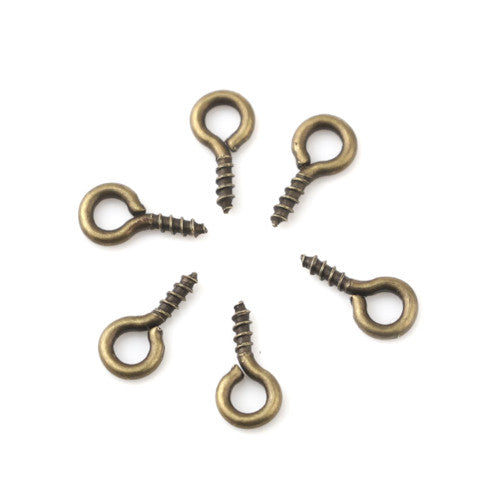 Screw Eye Pin Peg Bails, Iron, Antique Bronze, 10x5mm - BEADED CREATIONS