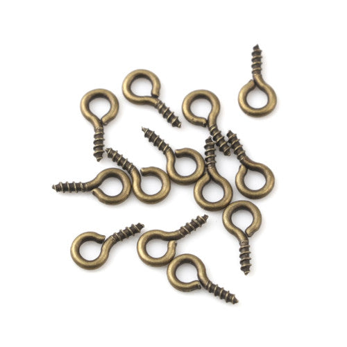 Screw Eye Pin Peg Bails, Iron, Antique Bronze, 10x5mm - BEADED CREATIONS