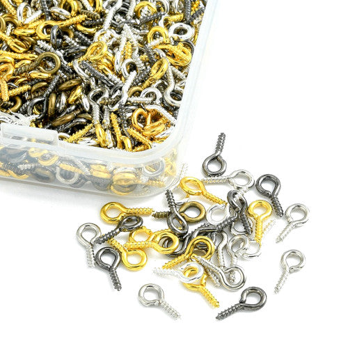 Screw Eye Pin Peg Bails, Iron, Assorted Colors, 10x5mm - BEADED CREATIONS