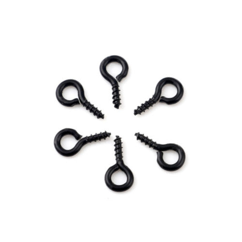 Screw Eye Pin Peg Bails, Iron, Black, 10x5mm - BEADED CREATIONS