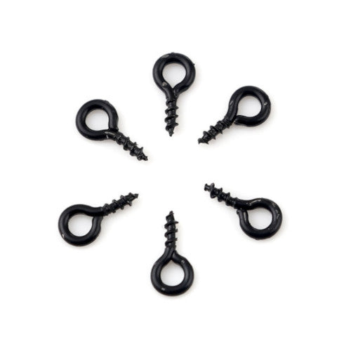 Screw Eye Pin Peg Bails, Iron, Black, 8x4mm - BEADED CREATIONS