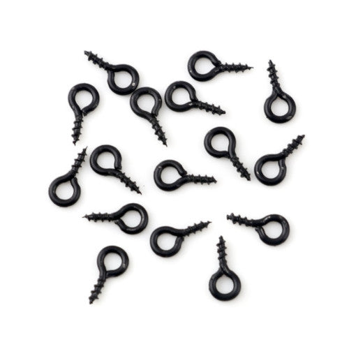 Screw Eye Pin Peg Bails, Iron, Black, 8x4mm - BEADED CREATIONS