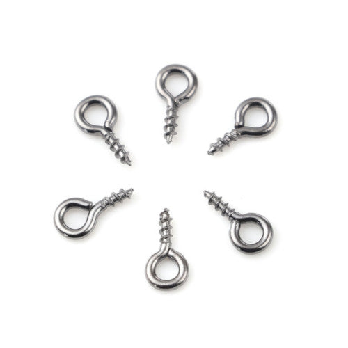 Screw Eye Pin Peg Bails, Iron, Gunmetal, 8x4mm - BEADED CREATIONS