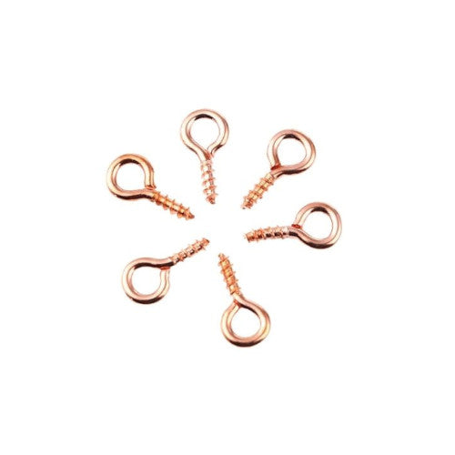 Screw Eye Pin Peg Bails, Iron, Rose Gold, 10x5mm - BEADED CREATIONS