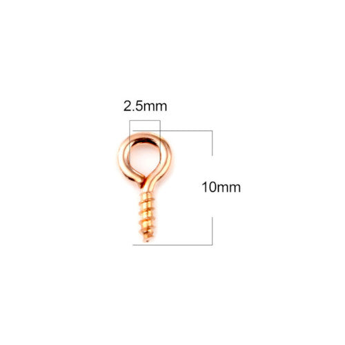 Screw Eye Pin Peg Bails, Iron, Rose Gold, 10x5mm - BEADED CREATIONS