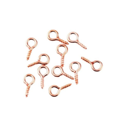 Screw Eye Pin Peg Bails, Iron, Rose Gold, 10x5mm - BEADED CREATIONS