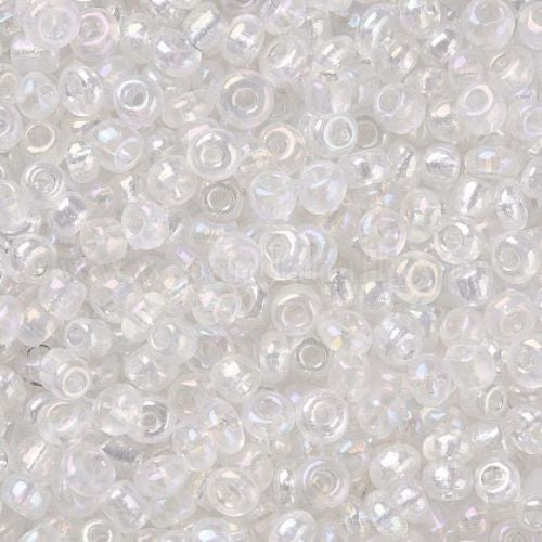 Seed Beads, Glass, #8, Round, Clear, AB, 3mm - BEADED CREATIONS