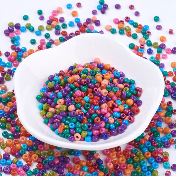Seed Beads, Glass, Bright, Mixed Colors, #8, Round, 3mm - BEADED CREATIONS