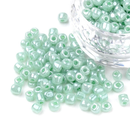 Seed Beads, Glass, Ceylon, #8, Round, Aqua, 3mm - BEADED CREATIONS