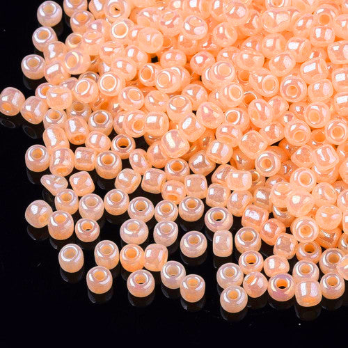 Seed Beads, Glass, Ceylon, #8, Round, Orange, 3mm - BEADED CREATIONS