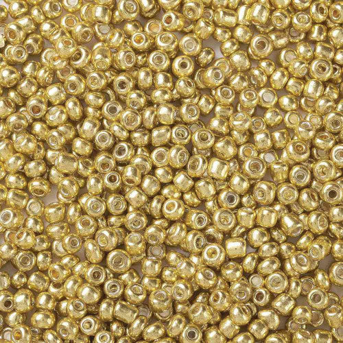 Seed Beads, Glass, Opaque, Metallic Gold, #8, Round, 3mm - BEADED CREATIONS