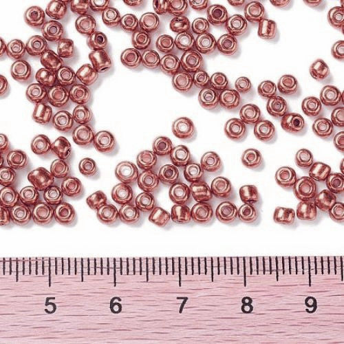 Seed Beads, Glass, Opaque, Metallic Rose Gold, #12, Round, 2mm - BEADED CREATIONS