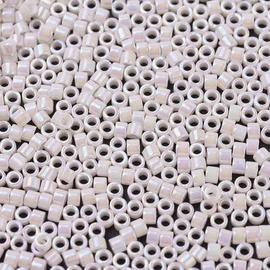 Seed Beads, MIYUKI Delica®, Cylinder, Japanese Seed Beads, 110, DB1500, Opaque Bisque White AB - BEADED CREATIONS