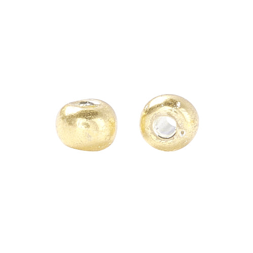 Seed Beads, Glass, Opaque, Metallic Gold, #8, Round, 3mm - BEADED CREATIONS