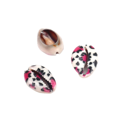 Shell Beads, Natural, Cowrie Shell, Fuchsia, Black, Leopard Print, 25mm - BEADED CREATIONS