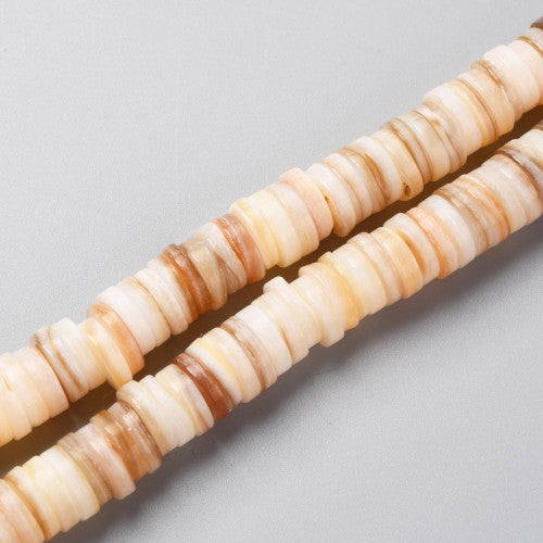 Shell Beads, Natural, Freshwater, Flat, Round, Disc Beads, 8-8.5mm - BEADED CREATIONS