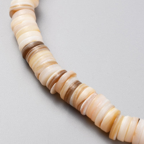 Shell Beads, Natural, Freshwater, Flat, Round, Disc Beads, 8-8.5mm - BEADED CREATIONS