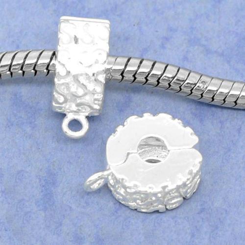 Silver Plated, Hinged, Bead Stopper, With Parallel Closed Ring, 13mm - BEADED CREATIONS