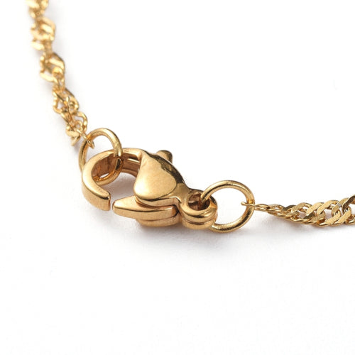 Singapore Chain Necklace, Stainless Steel, Gold Plated, 50.5cm - BEADED CREATIONS