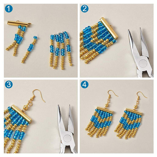 Slide-On, End Clasp Tubes, Iron, Gold Plated, Assorted, 200Pcs - BEADED CREATIONS