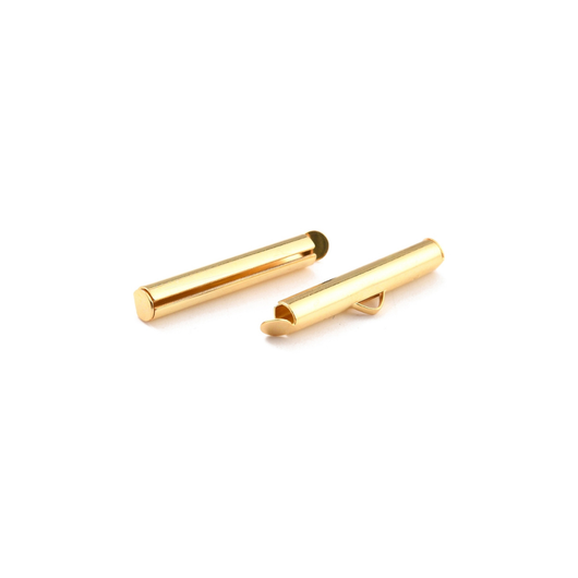 Slide-On, End Clasp Tubes, Stainless Steel, 18K Gold Plated, 25mm - BEADED CREATIONS
