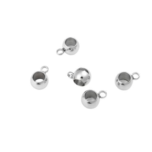 Slider Bails, Rondelle, Silver, Stainless Steel, 9x6mm - BEADED CREATIONS