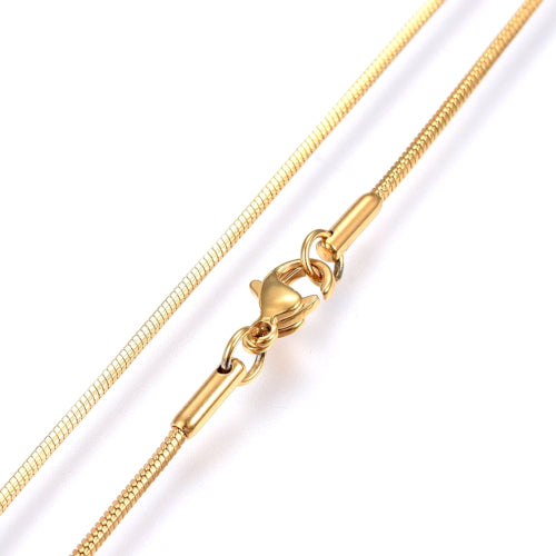 Snake Chain Necklace, 1.2mm, Stainless Steel, Golden, 50cm - BEADED CREATIONS