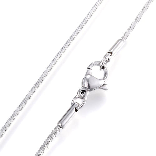  Snake Chain Necklace, 1.2mm, Stainless Steel, Silver, 60.2cm - BEADED CREATIONS