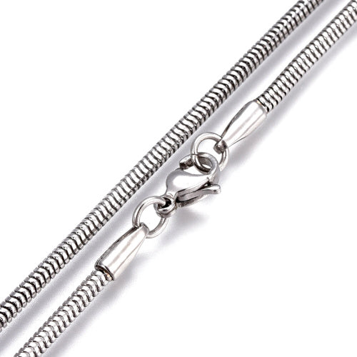 Snake Chain Necklace, 3mm, Stainless Steel, Silver, 60cm - BEADED CREATIONS