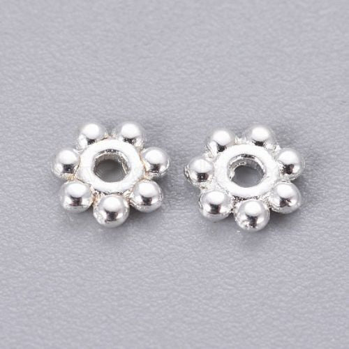 Spacer Beads, Daisy, Silver Plated, Alloy, 5mm - BEADED CREATIONS