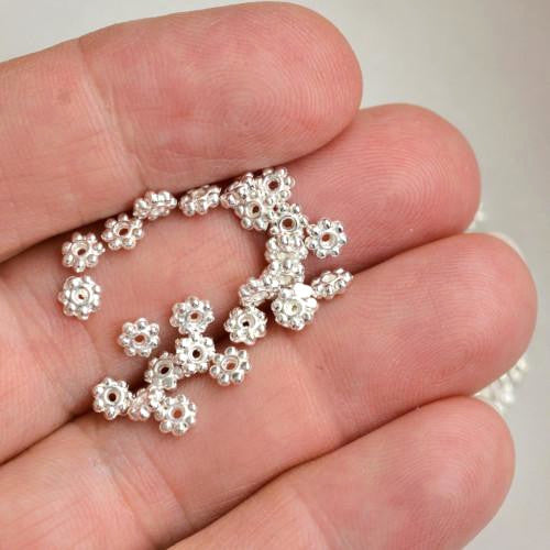 Spacer Beads, Daisy, Silver Plated, Alloy, 5mm - BEADED CREATIONS