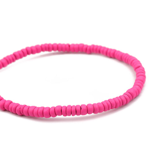 Spacer Beads, Heishi, Coconut Wood, Painted, Fuchsia, 6mm - BEADED CREATIONS