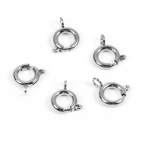 Spring Ring Clasps, 304 Stainless Steel, Silver Tone, 9.5x7mm - BEADED CREATIONS