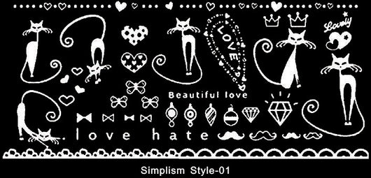 Stamping Plate, Cats, Hearts, Bows, Love - BEADED CREATIONS