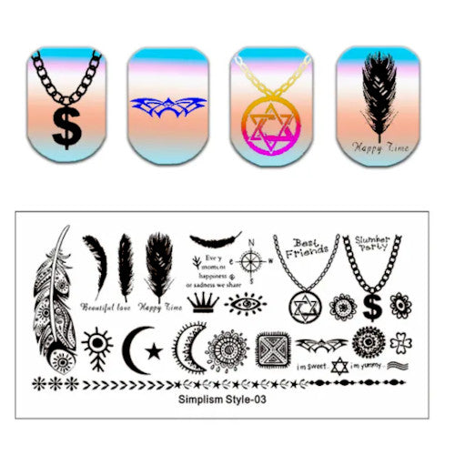 Stamping Plate, Feathers, Moons, Stars, Boho - BEADED CREATIONS