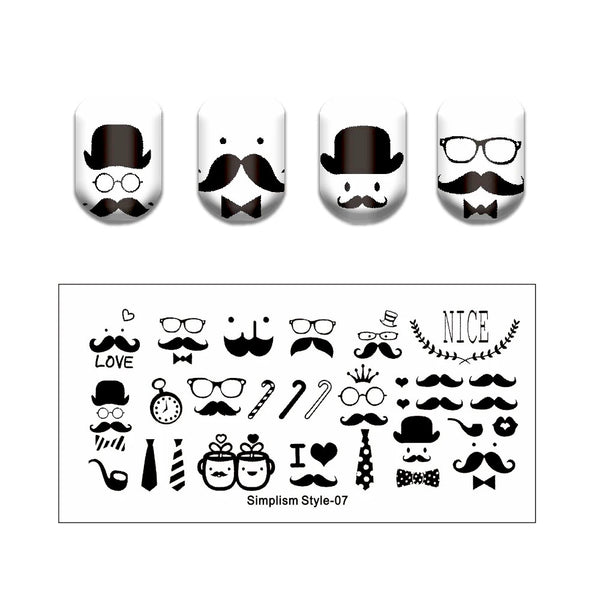 Stamping Plate, Mustaches, Hats, Ties - BEADED CREATIONS