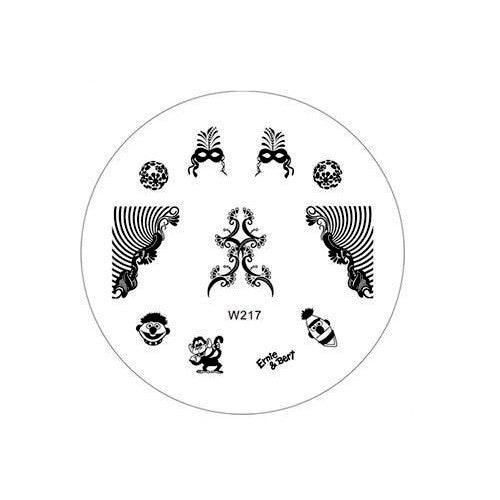 Stamping Plate, Round, Borderless, Florals, Masks, Clowns, Monkey - BEADED CREATIONS