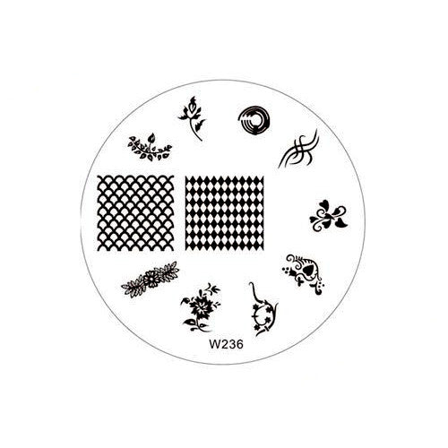 Stamping Plate, Round, Borderless, Flowers, Leaves, Geometric Patterns - BEADED CREATIONS