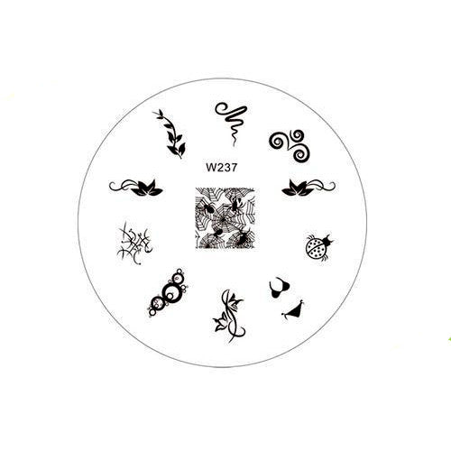 Stamping Plate, Round, Borderless, Spiderweb, Ladybug, Swirls, Florals, Bikini - BEADED CREATIONS