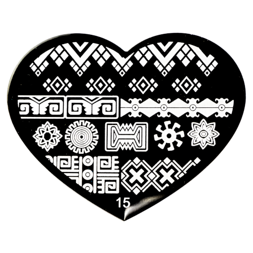 Stamping Plate, Stainless Steel, Heart Shaped, Aztec, Tribal, Abstract, Geometric - BEADED CREATIONS