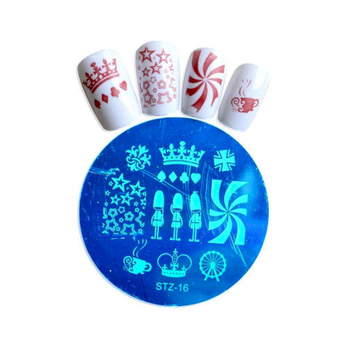 Stamping Plate, Stainless Steel, Round, Borderless, Stars, Crowns - BEADED CREATIONS