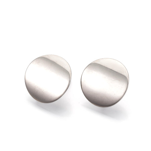 Stud Earring Findings, Stainless Steel, Round, Dome, With Hidden Loop, Silver, 20mm - BEADED CREATIONS