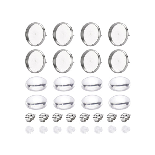 EARRING POST FINDING 6x12mm Flat Glue On Pad Stainless Steel (Pack of 50  pairs)