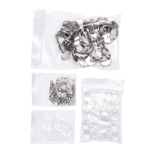 Stud Earring Settings, DIY Kit, Stainless Steel, Silver, 14mm - BEADED CREATIONS