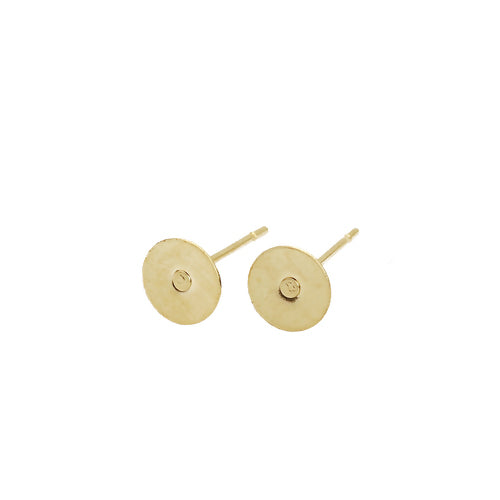 Stud Earring Settings, Stainless Steel, Flat Pad, 24K Gold Plated, 6mm - BEADED CREATIONS