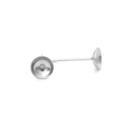 Stud Earring Settings, Stainless Steel, For Undrilled Beads, Silver, 13.3x6mm - BEADED CREATIONS