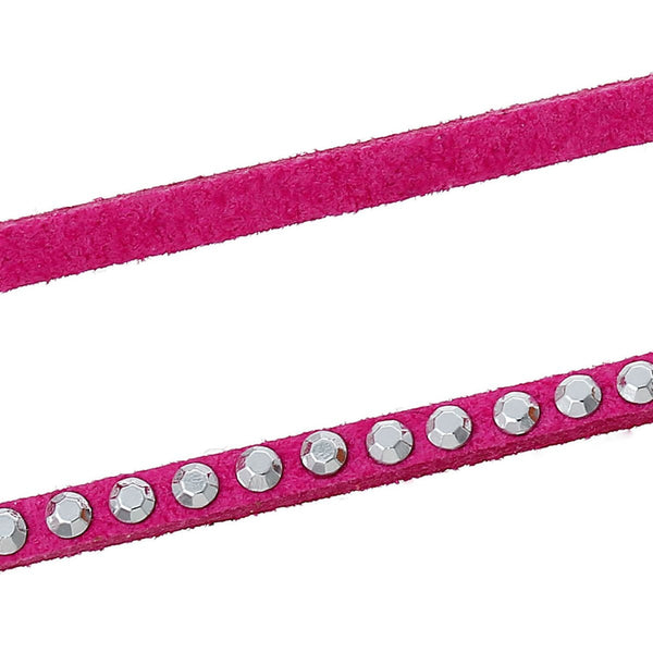 Suede Cord, Flat, Camellia, With Rhinestones, 2.6mm - BEADED CREATIONS